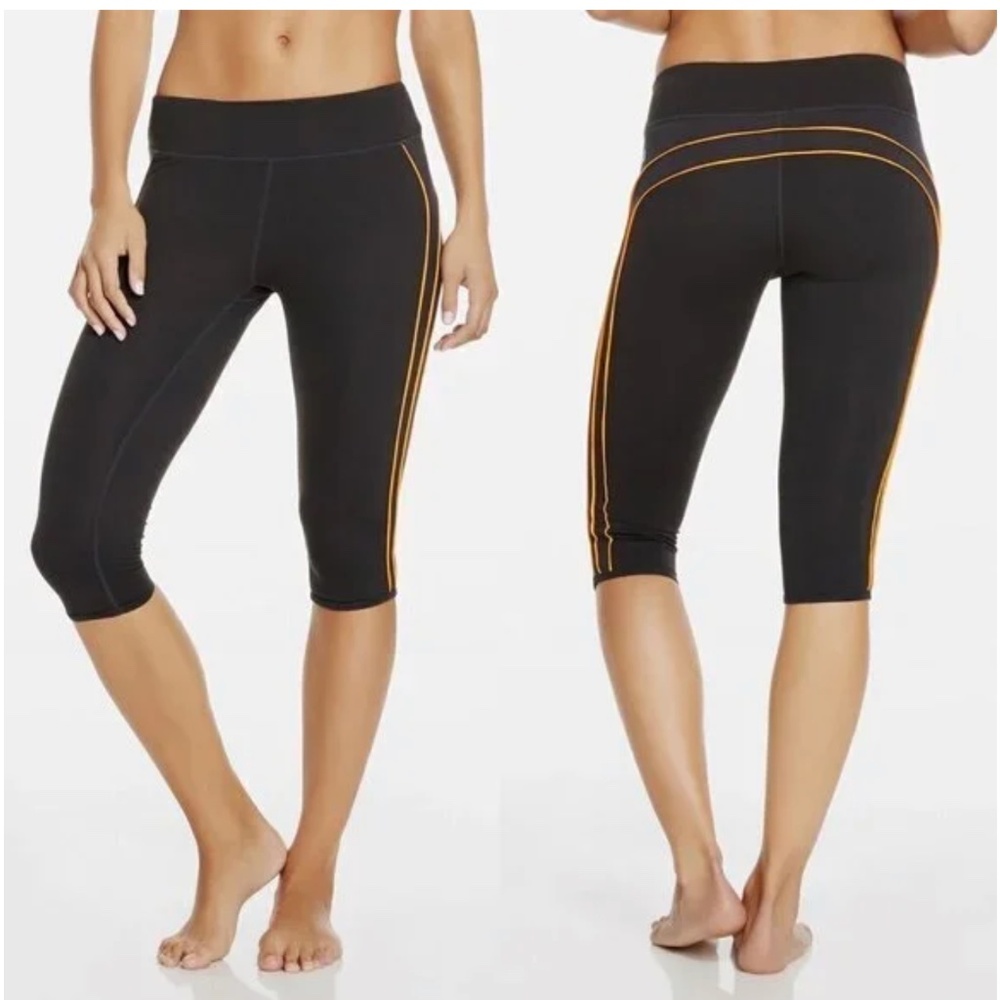 Fabletics Dark Gray and Orange Salar Cropped / Knee Length Leggings / Yoga Pants - Picture 1 of 8